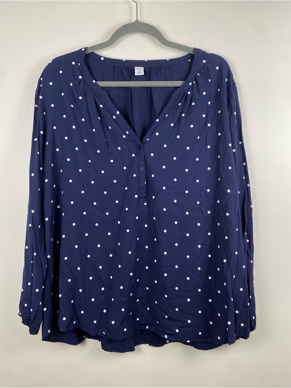 Old Navy Women's Navy Polka Dot Blouse XL